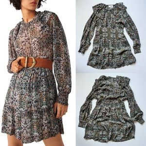 ba&sh presley floral ruffle mini dress